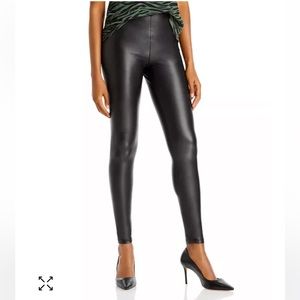 AQUA Black Faux Leather High Waist Leggings S